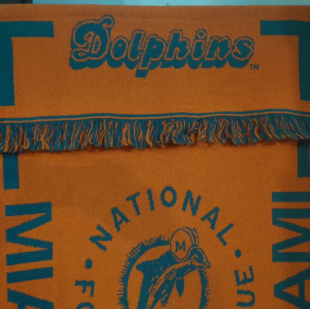 Hanging NFL Miami Dolphins WARM Reversible Fleece Throw Blanket